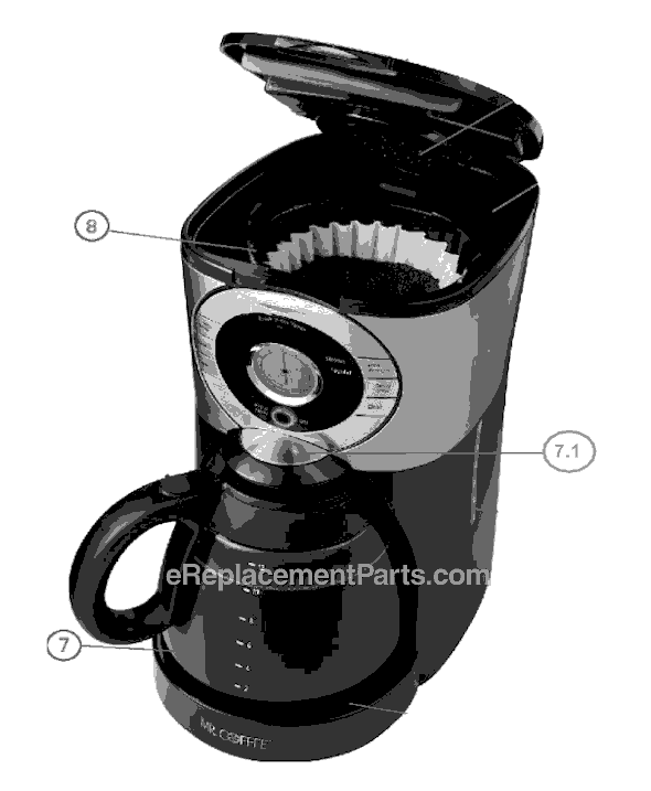 Page A Diagram and Parts List for BVMC-EJX33  Mr Coffee Coffee Maker